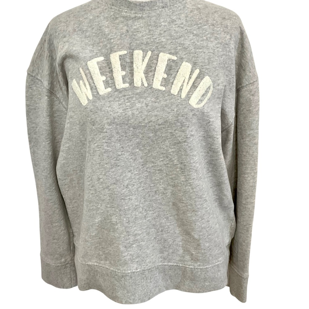 SHIRALEAH Chicago WEEKEND crewneck embroidered sweatshirt women's M cotton‎ gray
